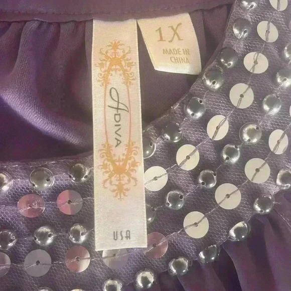Adiva purple embellished top size 1X, Beautiful Detail, party - Picture 6 of 8